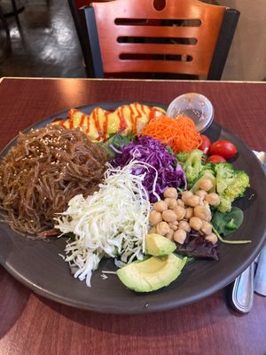 Garden bowl with spicy mango tofu   at Greens Garden Round Rock in Round Rock