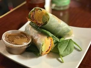 Delicious Vegan Spring Rolls with choice of Avocado or Hummus  at Greens Garden Round Rock in Round Rock