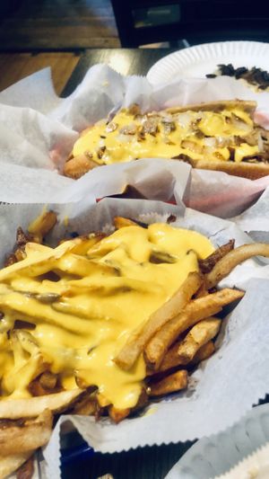 Cheesesteak and cheese fries  at Blackbird in Philadelphia