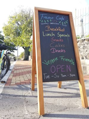 Fresco Cafe at the waterfront of Puerto Baquerizo Moreno. at Fresco Cafe in San Cristobal