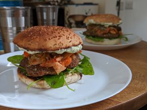 The Kimchi burger. Amazing! at Vegan Yes in East London