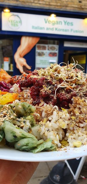 Bibimbap close up at Vegan Yes in East London