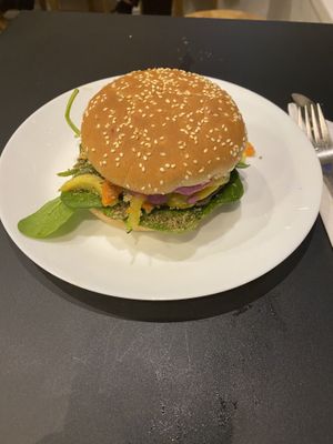 Burger with kimchi   at Vegan Yes in East London