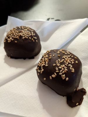 Dark chocolate mochi at Vegan Yes in East London