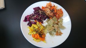 4 kinds of kimchi at Vegan Yes in East London