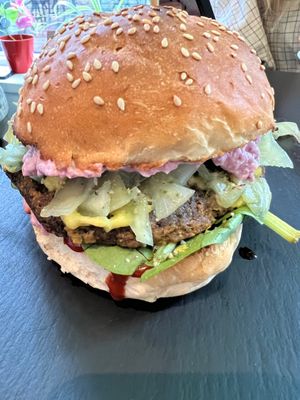 Kimchi burger at Vegan Yes in East London