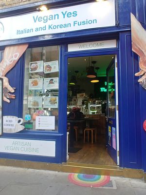 From outside at Vegan Yes in East London