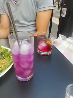 Some colorful cocktails at Vegan Yes in East London