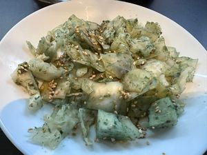 Unique and creatively made Green Kimchi  at Vegan Yes in East London