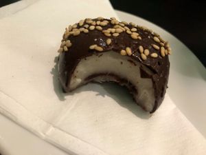 Inside a chocolate mochi at Vegan Yes in East London