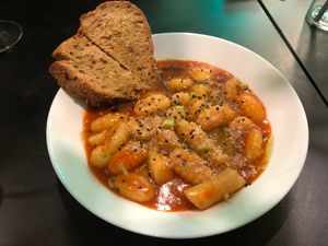 The toppognocchi at Vegan Yes in East London