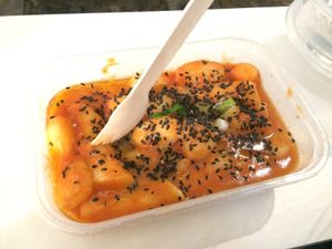 Tomato gnocchi and Korean rice sticks  at Vegan Yes in East London