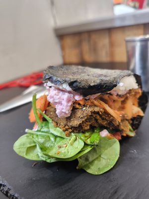 Sushi burger at Vegan Yes in East London