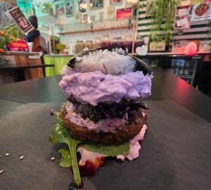 Colourful Sushi Burger. at Vegan Yes in East London