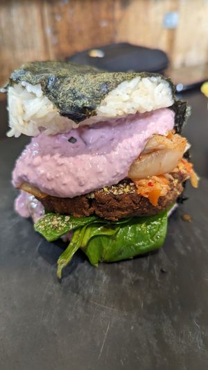 Sushi burger at Vegan Yes in East London