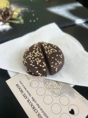 Mochi dipped in chocolate   at Vegan Yes in East London
