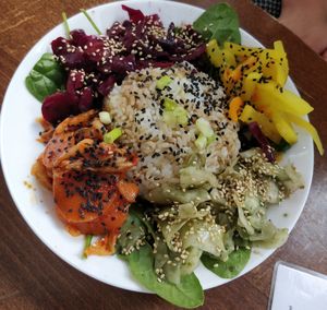 Kimchi bibimbap at Vegan Yes in East London