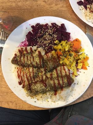 Kimchi sausage at Vegan Yes in East London