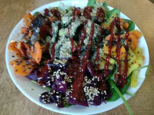 Kimchi seaweed salad. Healthy and tasty! at Vegan Yes in East London