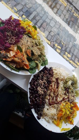 Kimchi plates at Vegan Yes in East London