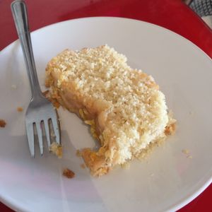 Vegan lemon drizzle cake. at Chapter Two Book Shop in Fleetwood