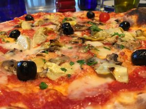 Vegan Giardiniera pizza on Romana base at Pizza Express in Darlington