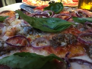Caponata pizza with vegan cheese  at Pizza Express - Dean St in Newcastle Upon Tyne