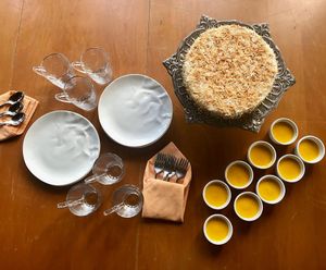 Vegan coconut cake and mango pudding at Stush In The Bush in St Anns Bay