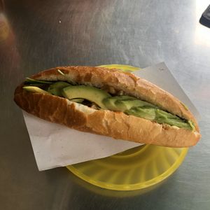 25k dong for a vegan Banh Mi (inc tofu, avo and chilli sauce!) at Phi Banh Mi in Hoi An