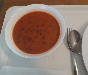 Beetroot soup at VegaKucko in Budapest