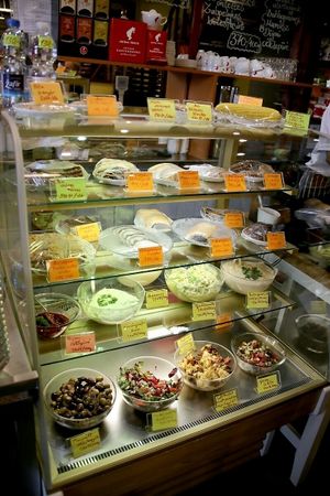 Dips and salads at VegaKucko in Budapest