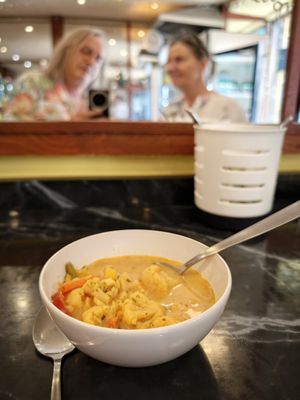 Cauliflower curry soup at VegaKucko in Budapest