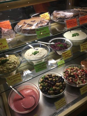 Salads and dips at VegaKucko in Budapest