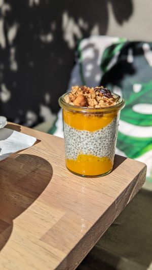 Mango chia pudding. Glorious at Cafe Feel Good in Copenhagen