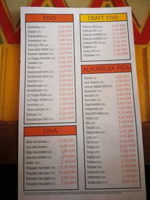 Alcohol at Tecó in Mostar