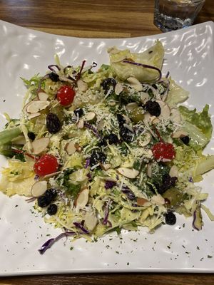 Green salad!  Took me a minute to realize those are maraschino cherries, which bc of the red dye I don’t think are vegan.  I did not eat them, but a great salad nonetheless  at Bollywood Indian Restaurant in Busan