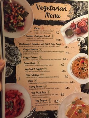 Clearly marked vegan options at Bollywood Indian Restaurant in Busan