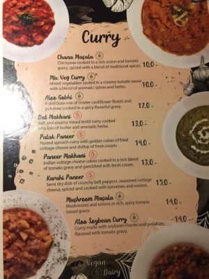 Separate veg*n menu at Bollywood Indian Restaurant in Busan
