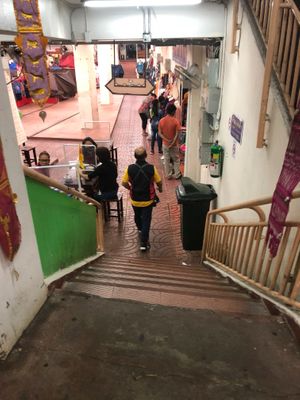 Steps from the ground floor taking you down to the food hall. at Warorot Market Food Stall in Chiang Mai
