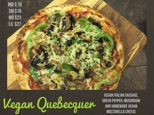 Vegan Quebecquer at Real Things Pizza in Naramata