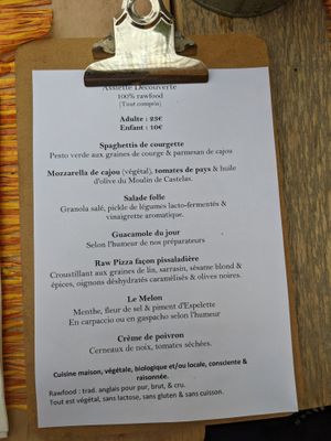 Menu changes regularly -- this was in Aug '21 at Les Baux Jus in Les Baux-de-provence