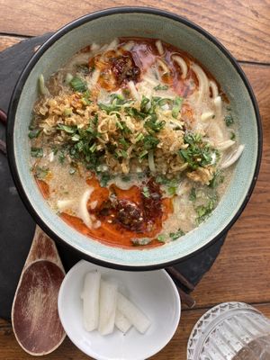 New soupy dish (it is not really spicy)  at Verde Sazon in Santiago