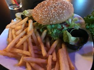 Vegan Hawaiian burger. This was excellent.  at The Whiskey Barrel in Hesperia