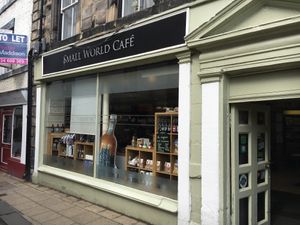 Outside  at Small World Cafe in Hexham