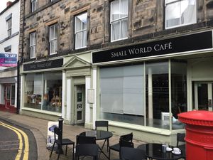 Outside  at Small World Cafe in Hexham