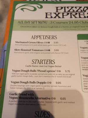 Vegan menu part 1! at Pizza Express in Gateshead