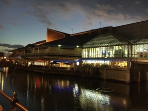 Bright lights at night  at Pizza Express in Hull