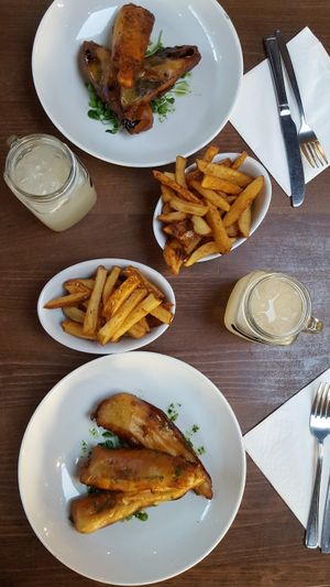 Vegan 'fish' and chips  at Cantina in Paignton