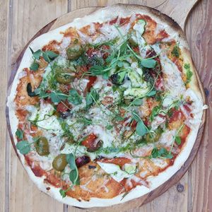 Vegan pizza at Cantina in Paignton