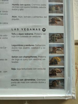 5 different flavors on the menu at Dempanadas in Valencia